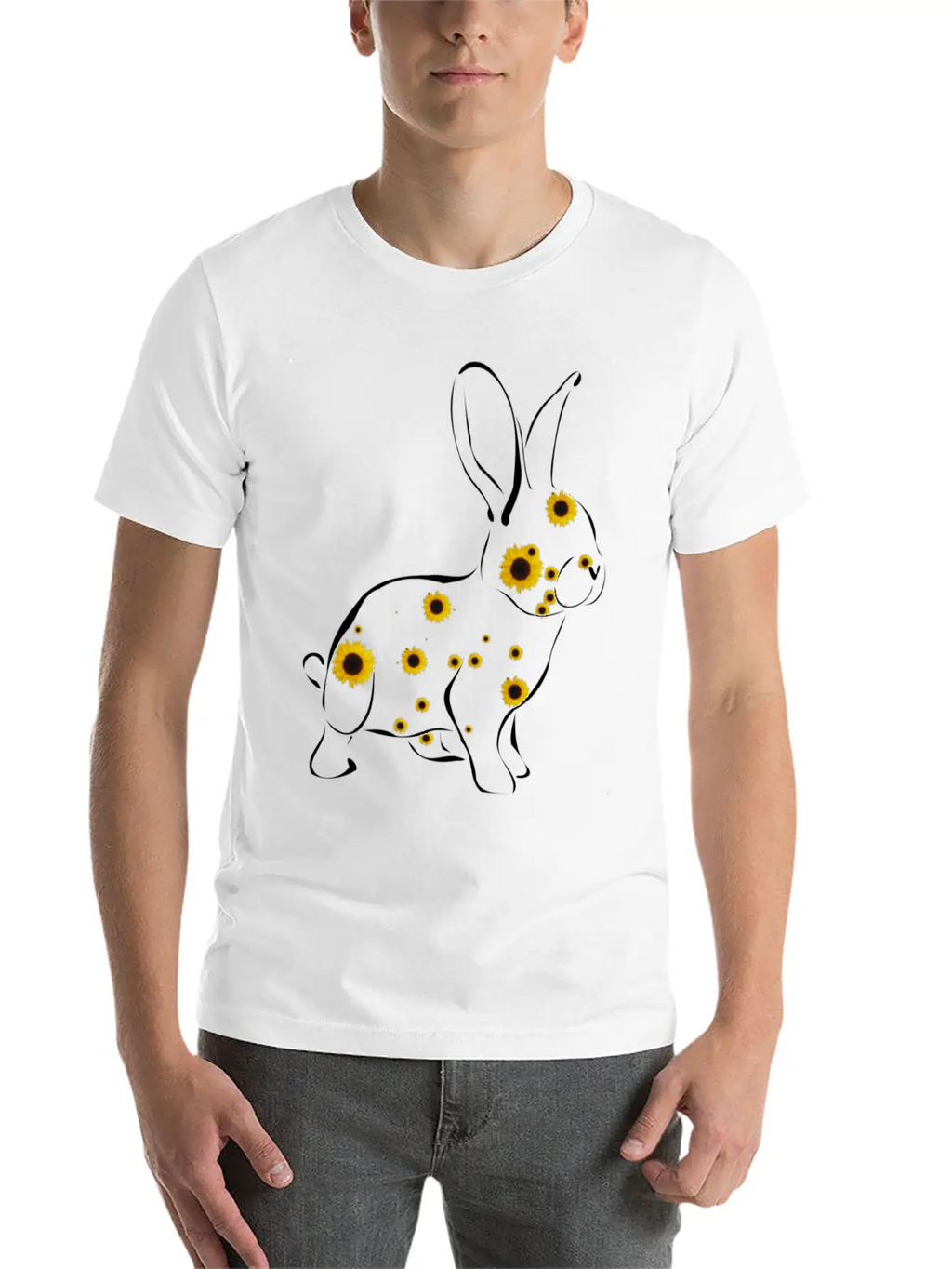 Rabbit With Sunflower Floral Rabbit Easter Bunny Timeless Short Sleeve Tee – Comfy And Minimalist Design