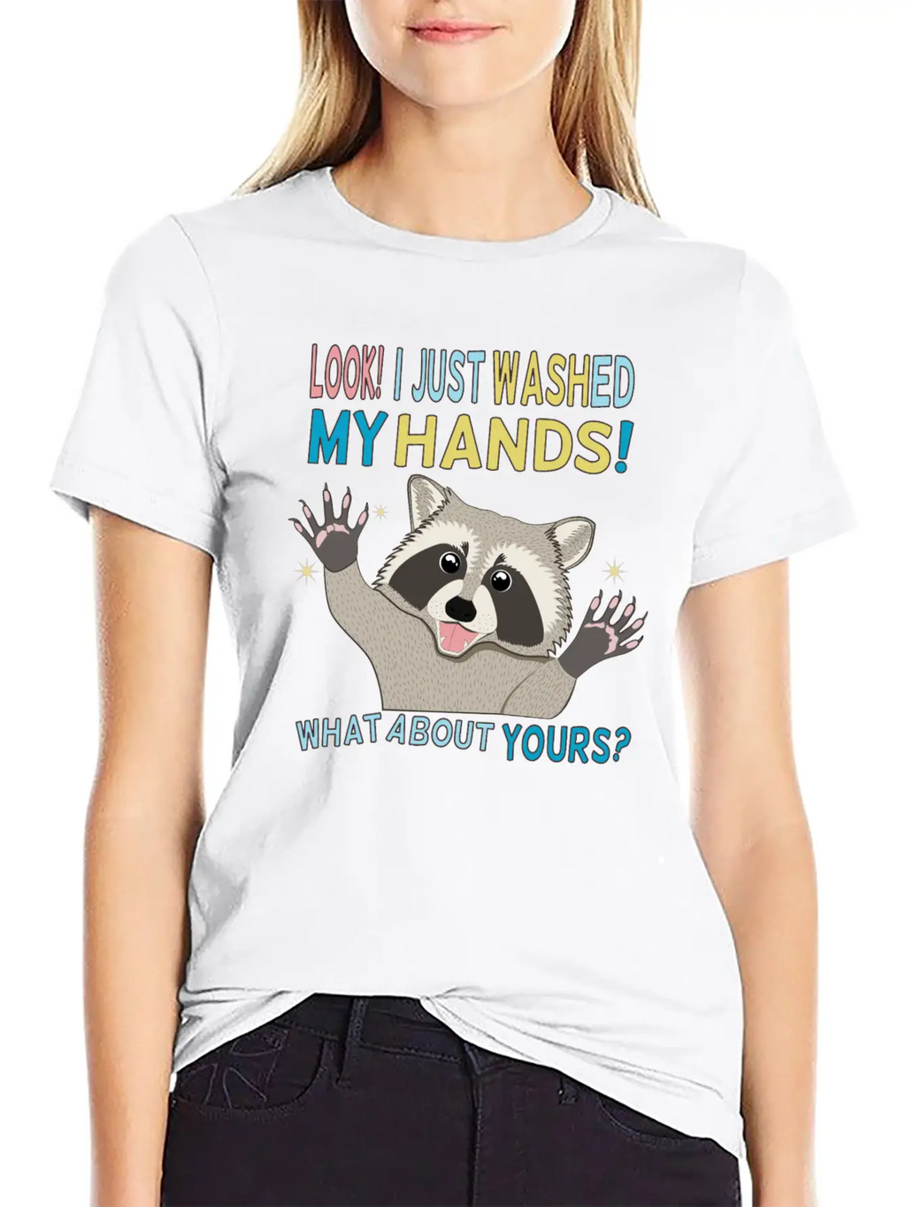 Raccoon Got Clean Hands Breathable Soft Cotton T-Shirt – Timeless Casual Look