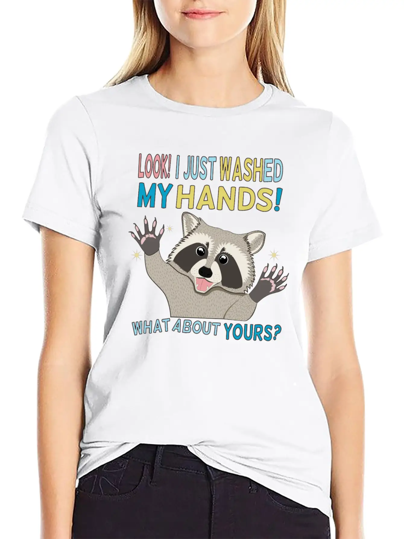 Raccoon Got Clean Hands Breathable Soft Cotton T-Shirt – Timeless Casual Look