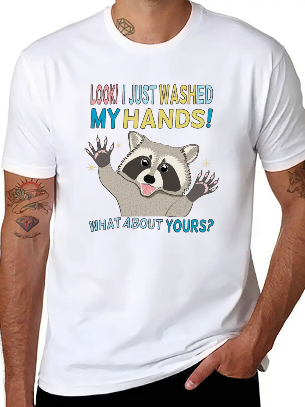 Raccoon Got Clean Hands Breathable Soft Cotton T-Shirt – Timeless Casual Look