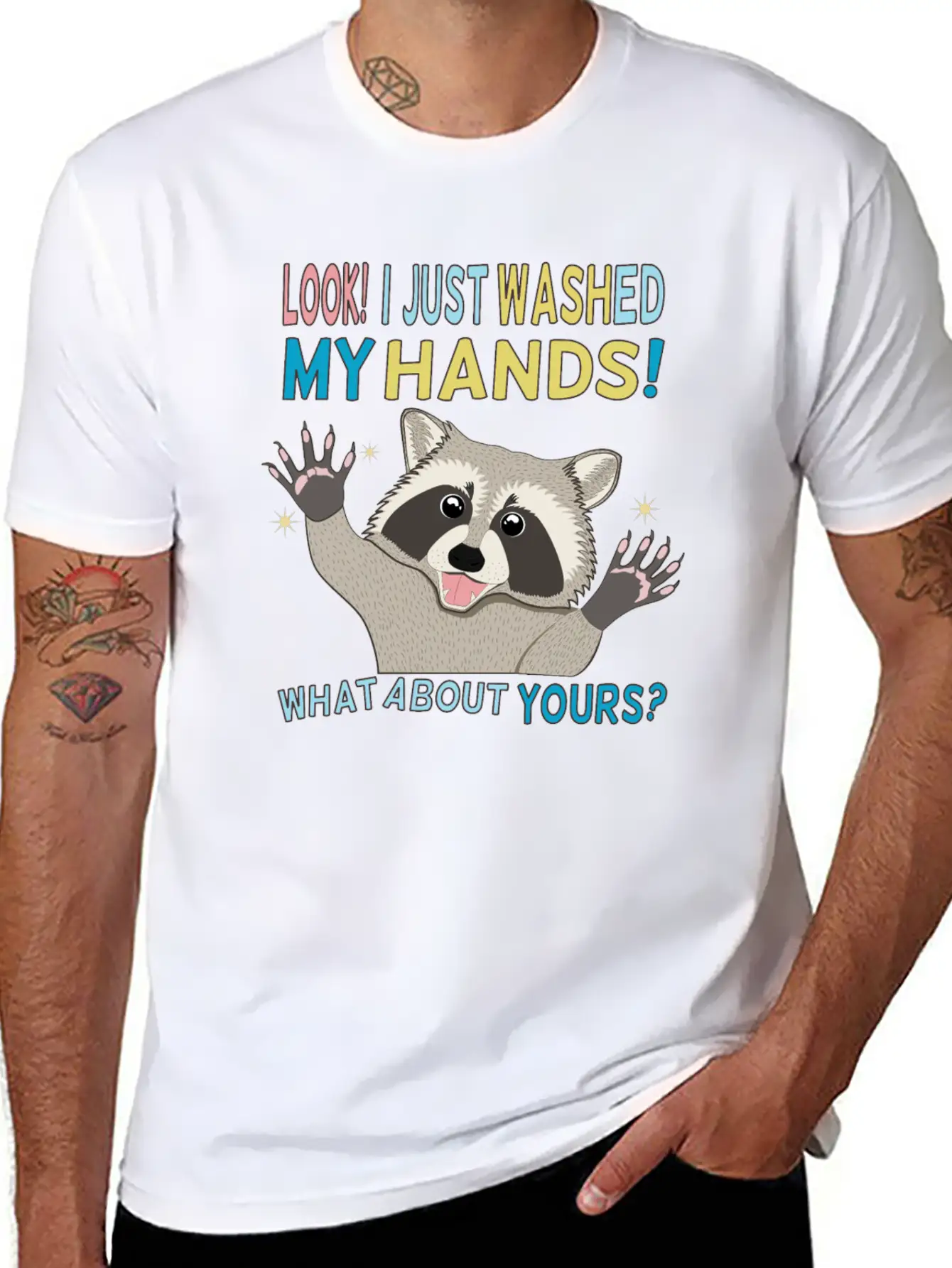 Raccoon Got Clean Hands Breathable Soft Cotton T-Shirt – Timeless Casual Look