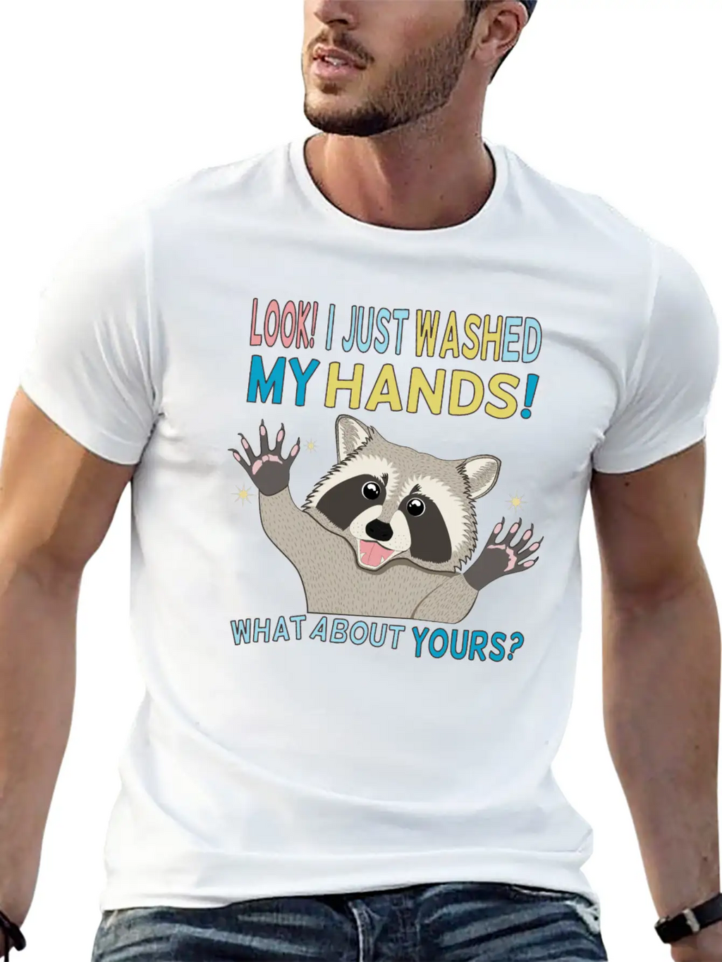 Raccoon Got Clean Hands Breathable Soft Cotton T-Shirt – Timeless Casual Look
