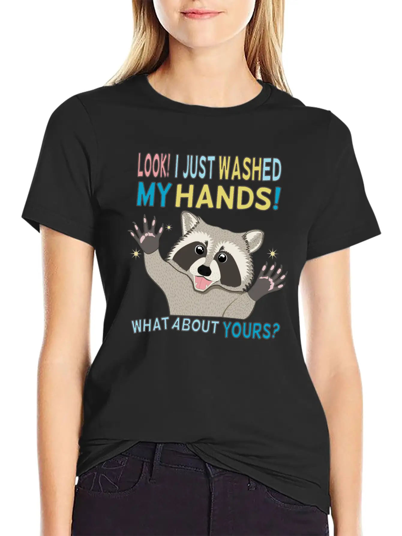 Raccoon Got Clean Hands Breathable Soft Cotton T-Shirt – Timeless Casual Look