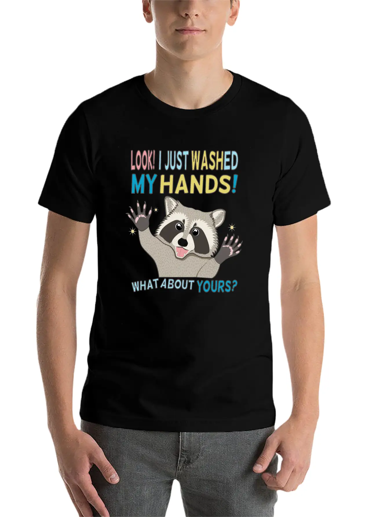 Raccoon Got Clean Hands Breathable Soft Cotton T-Shirt – Timeless Casual Look