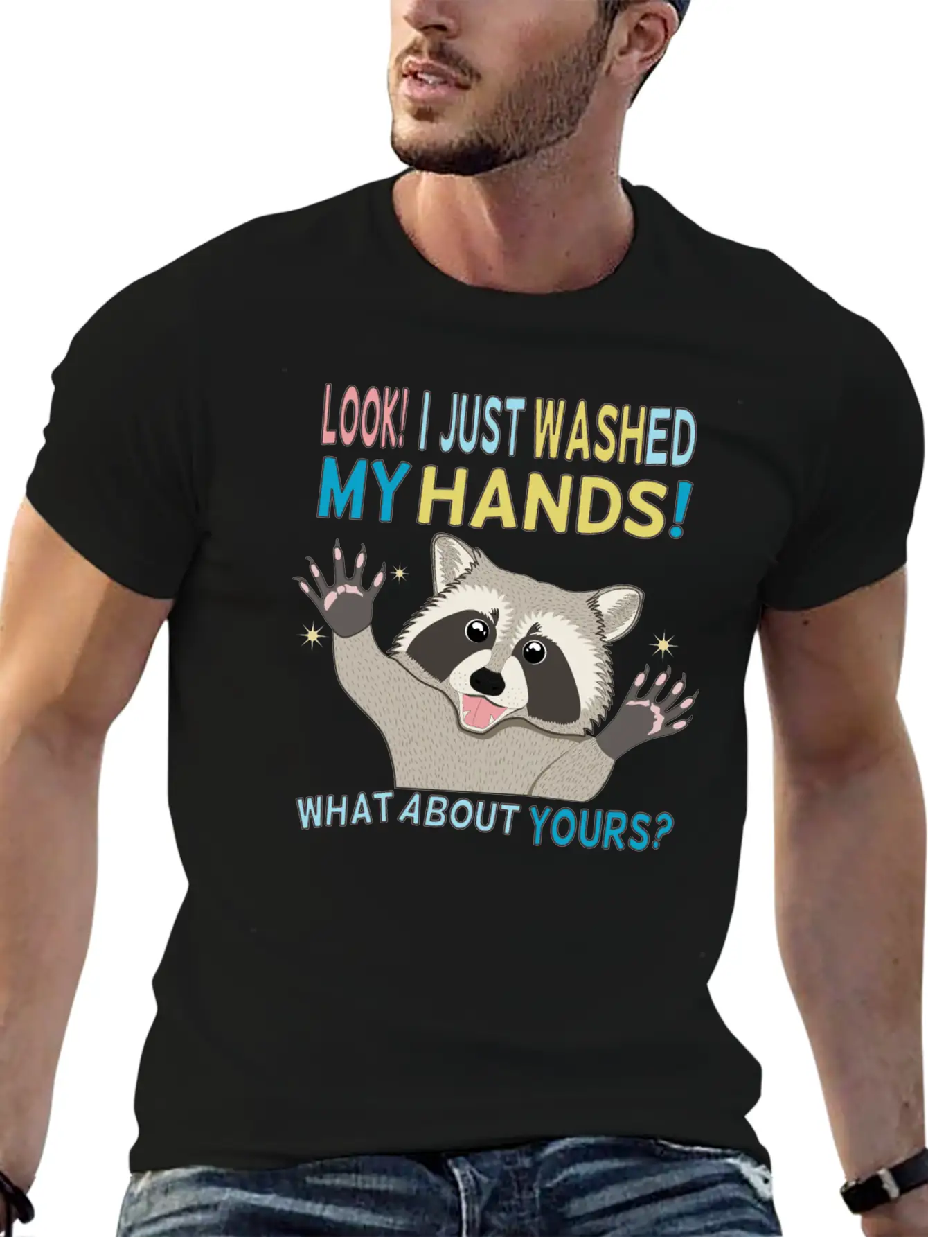 Raccoon Got Clean Hands Breathable Soft Cotton T-Shirt – Timeless Casual Look