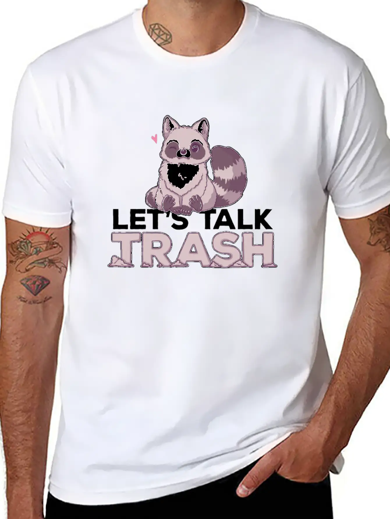 Raccoon Let's Talk Trash Animal Girl Women Timeless Short Sleeve Tee – Comfy And Minimalist Design