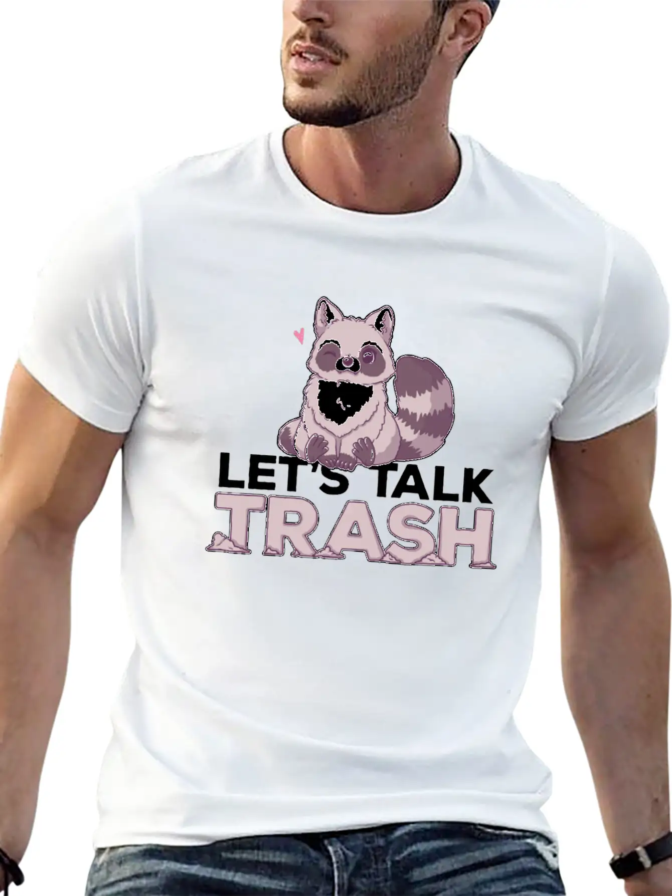 Raccoon Let's Talk Trash Animal Girl Women Timeless Short Sleeve Tee – Comfy And Minimalist Design