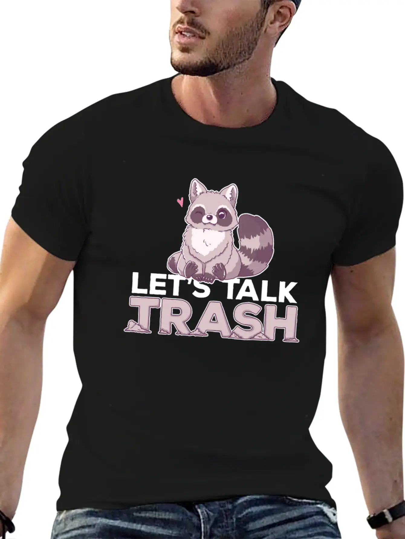 Raccoon Let's Talk Trash Animal Girl Women Timeless Short Sleeve Tee – Comfy And Minimalist Design