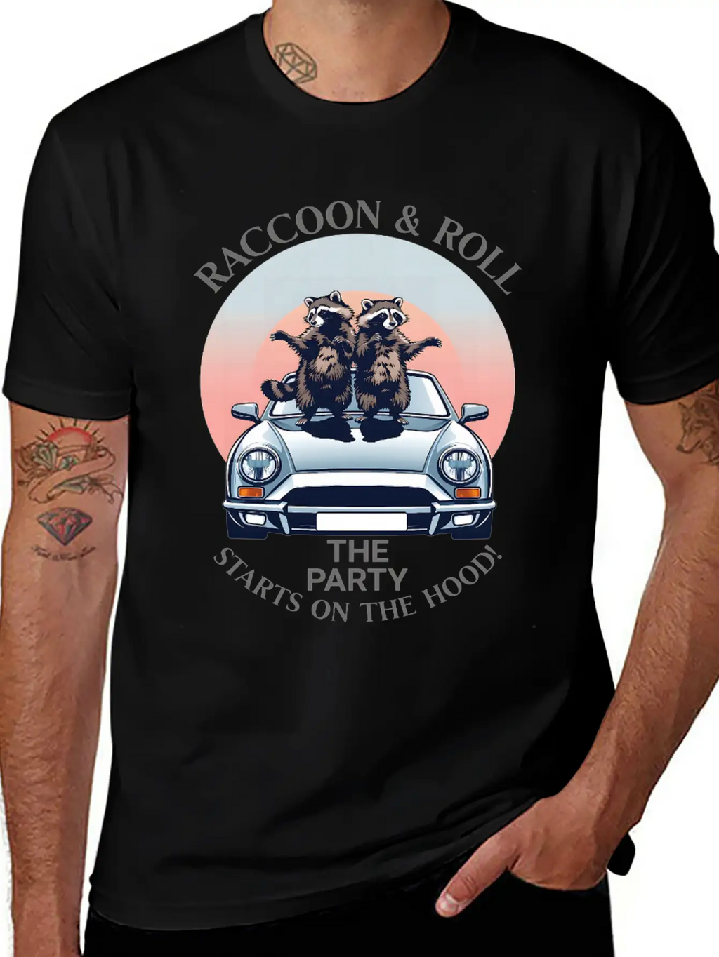 Racoon And Roll - Party On The Hood Breathable Graphic T-Shirt – Perfect For Casual Days