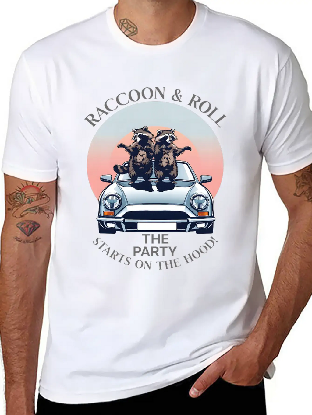 Racoon And Roll - Party On The Hood Breathable Graphic T-Shirt – Perfect For Casual Days