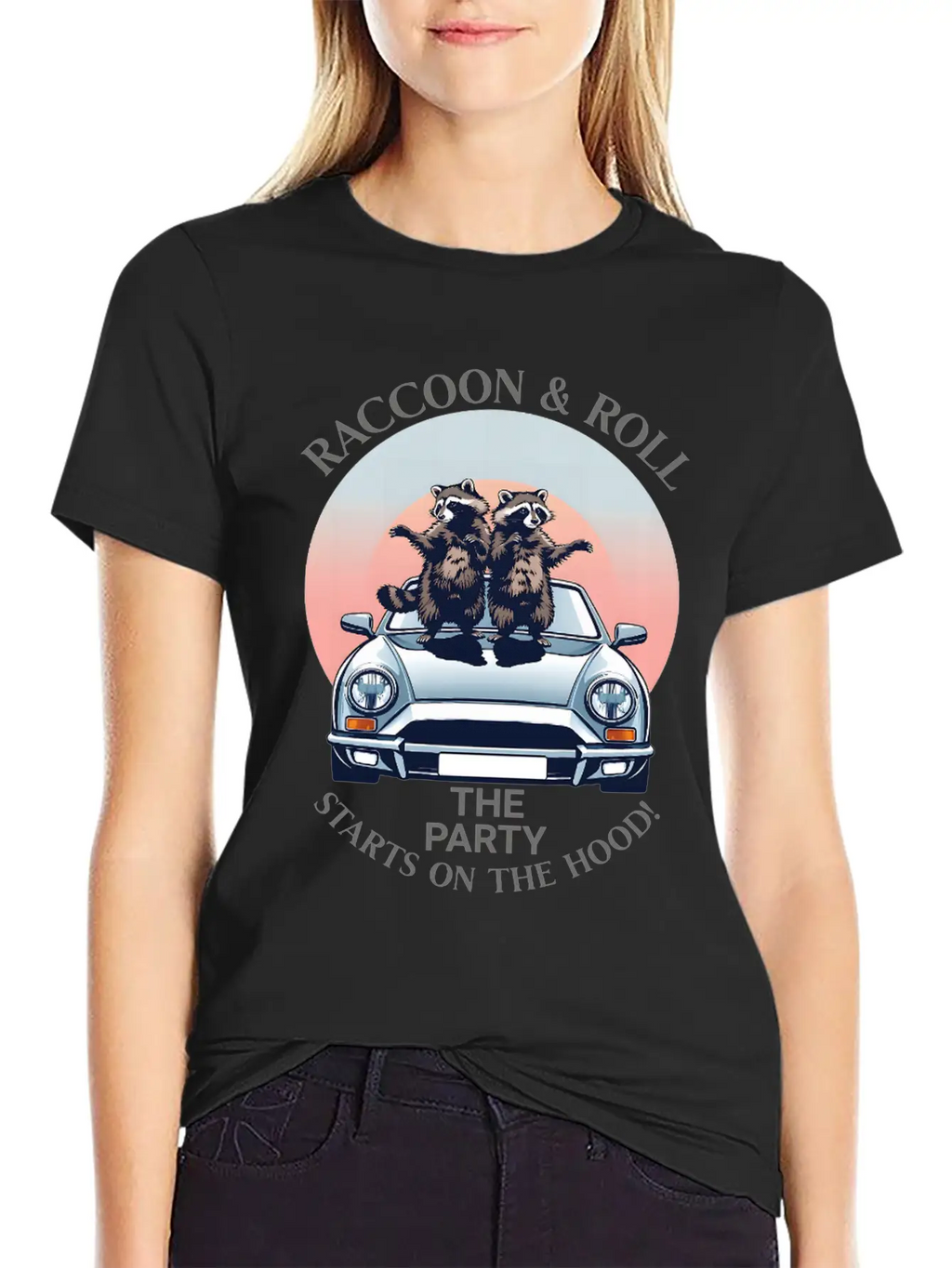 Racoon And Roll - Party On The Hood Breathable Graphic T-Shirt – Perfect For Casual Days