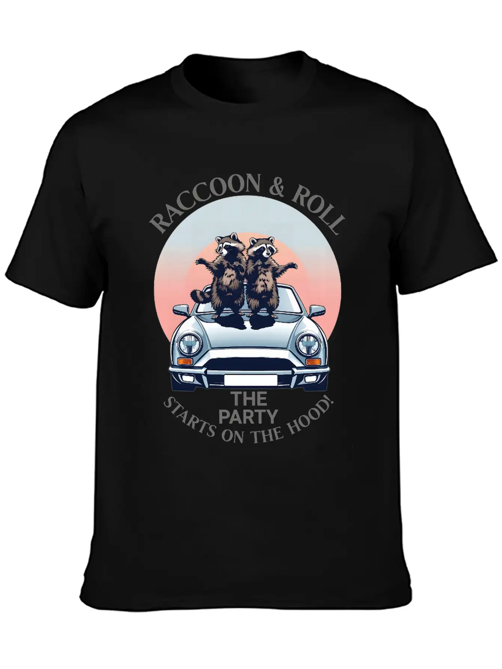 Racoon And Roll - Party On The Hood Breathable Graphic T-Shirt – Perfect For Casual Days
