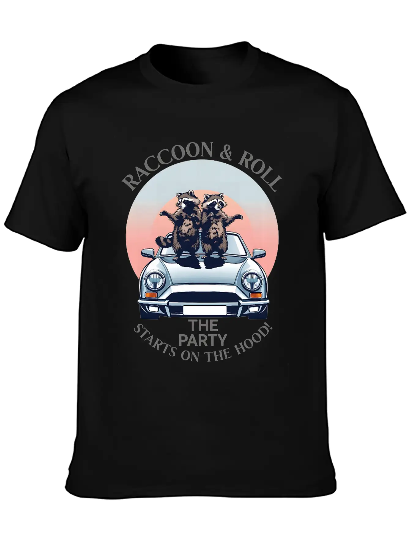 Racoon And Roll - Party On The Hood Breathable Graphic T-Shirt – Perfect For Casual Days