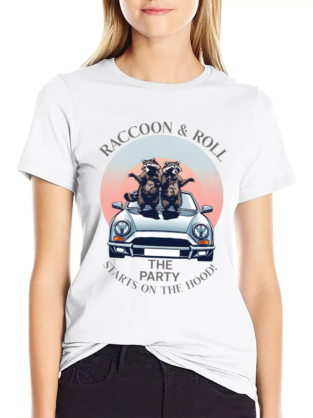 Racoon And Roll - Party On The Hood Breathable Graphic T-Shirt – Perfect For Casual Days