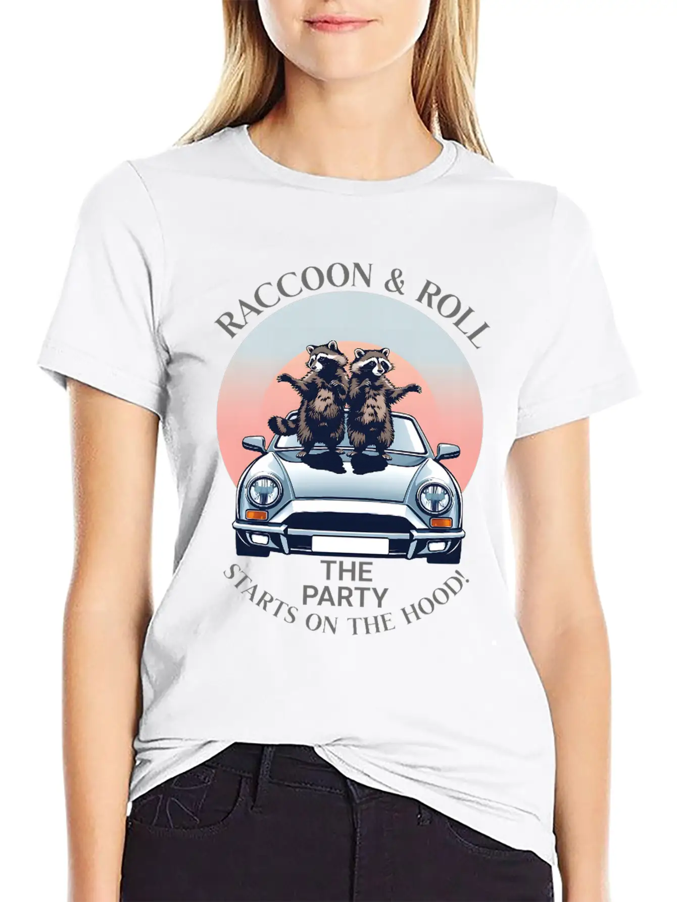 Racoon And Roll - Party On The Hood Breathable Graphic T-Shirt – Perfect For Casual Days