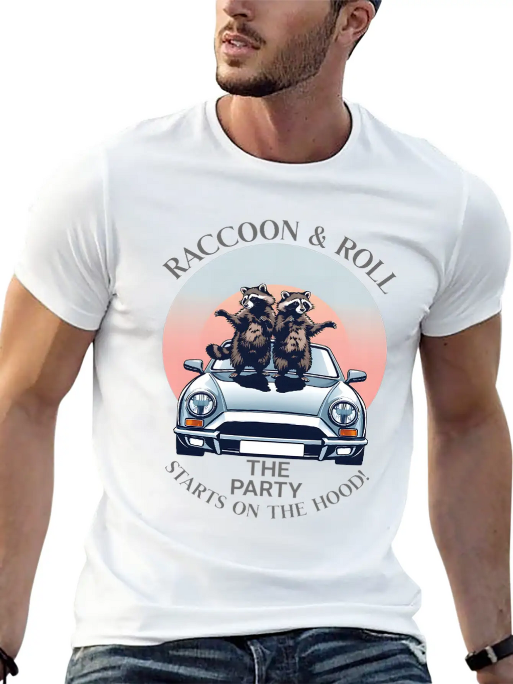 Racoon And Roll - Party On The Hood Breathable Graphic T-Shirt – Perfect For Casual Days