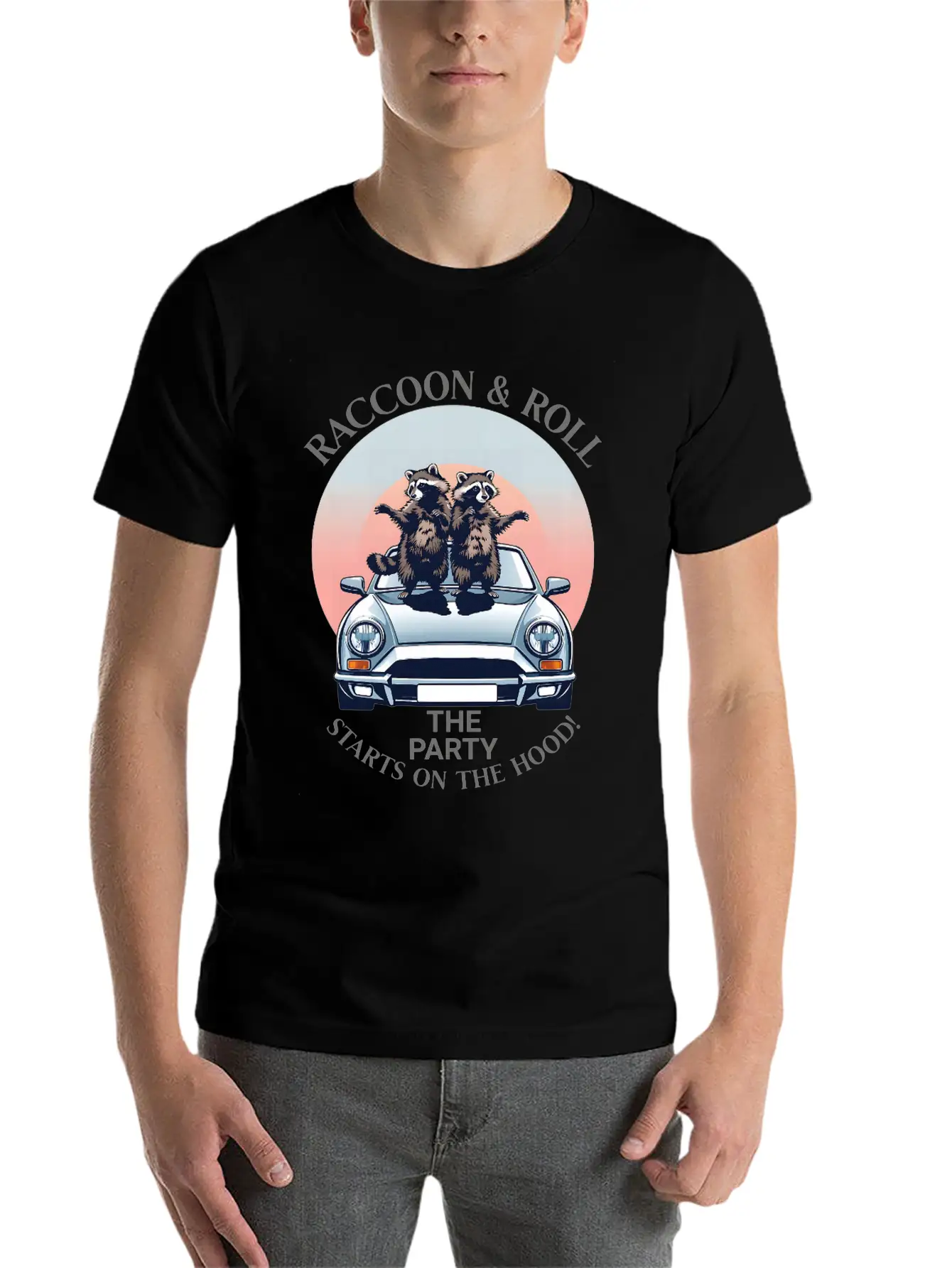 Racoon And Roll - Party On The Hood Breathable Graphic T-Shirt – Perfect For Casual Days