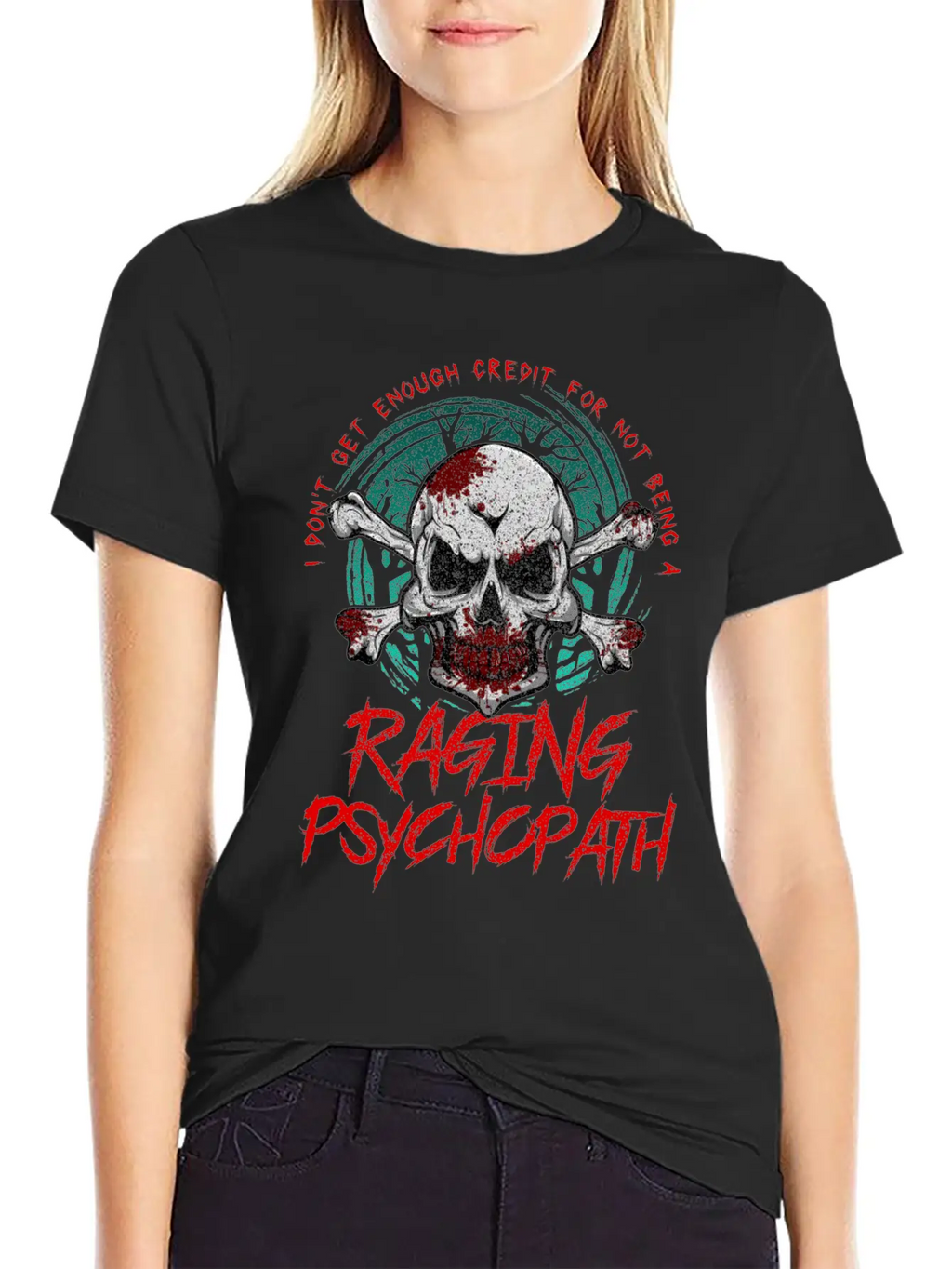 Raging Psychopath Skull Antisocial Introvert Relaxed Everyday Tee – Lightweight And Durable Cotton