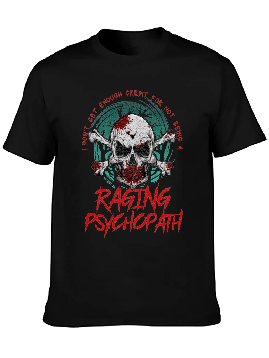 Raging Psychopath Skull Antisocial Introvert Relaxed Everyday Tee – Lightweight And Durable Cotton