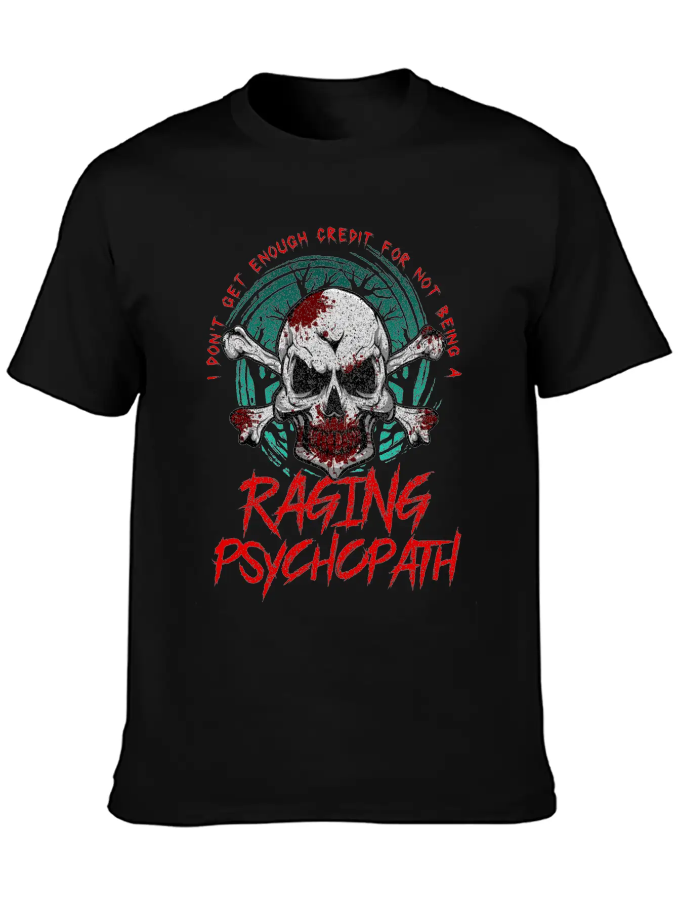 Raging Psychopath Skull Antisocial Introvert Relaxed Everyday Tee – Lightweight And Durable Cotton