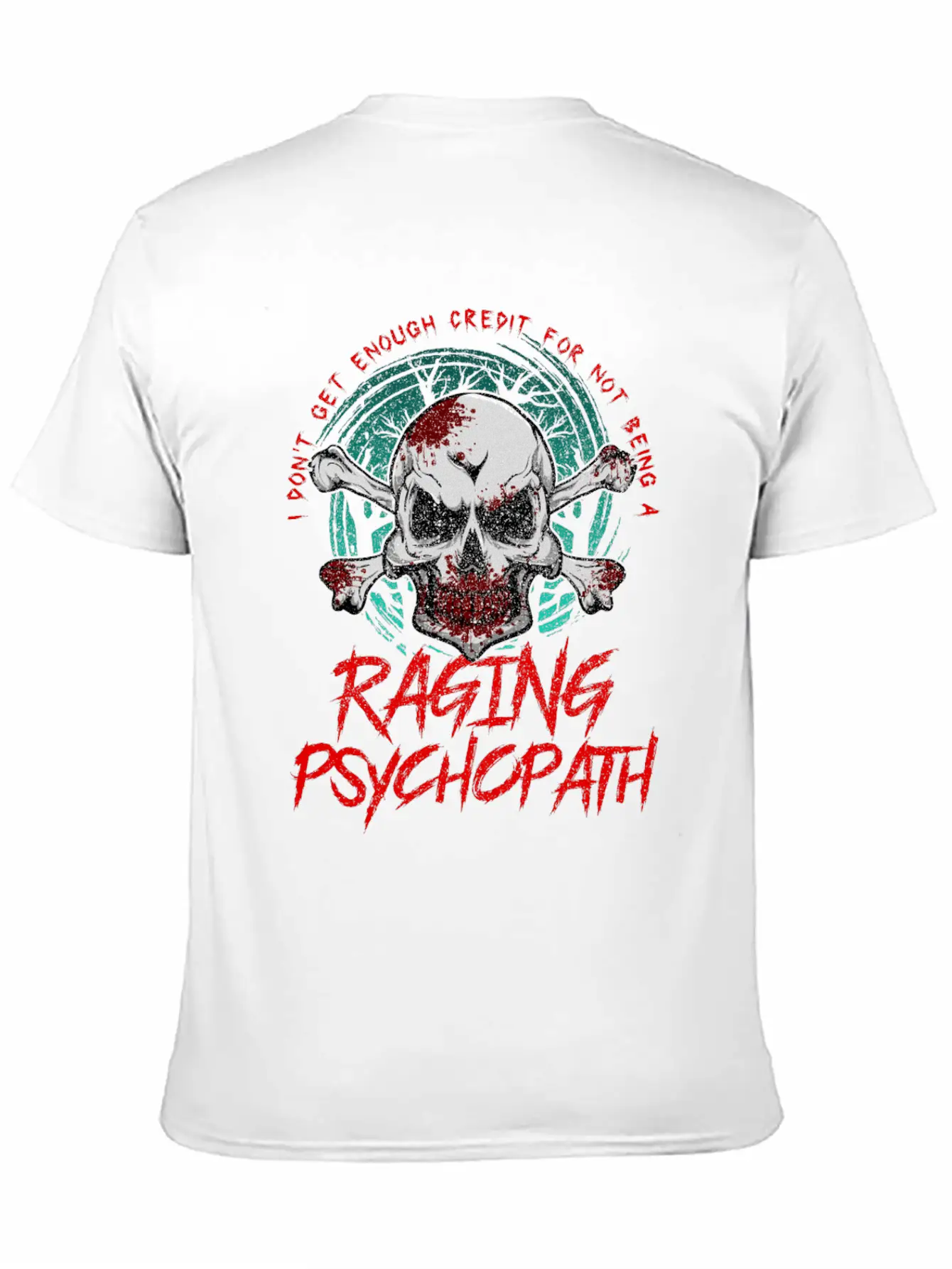 Raging Psychopath Skull Antisocial Introvert Relaxed Everyday Tee – Lightweight And Durable Cotton