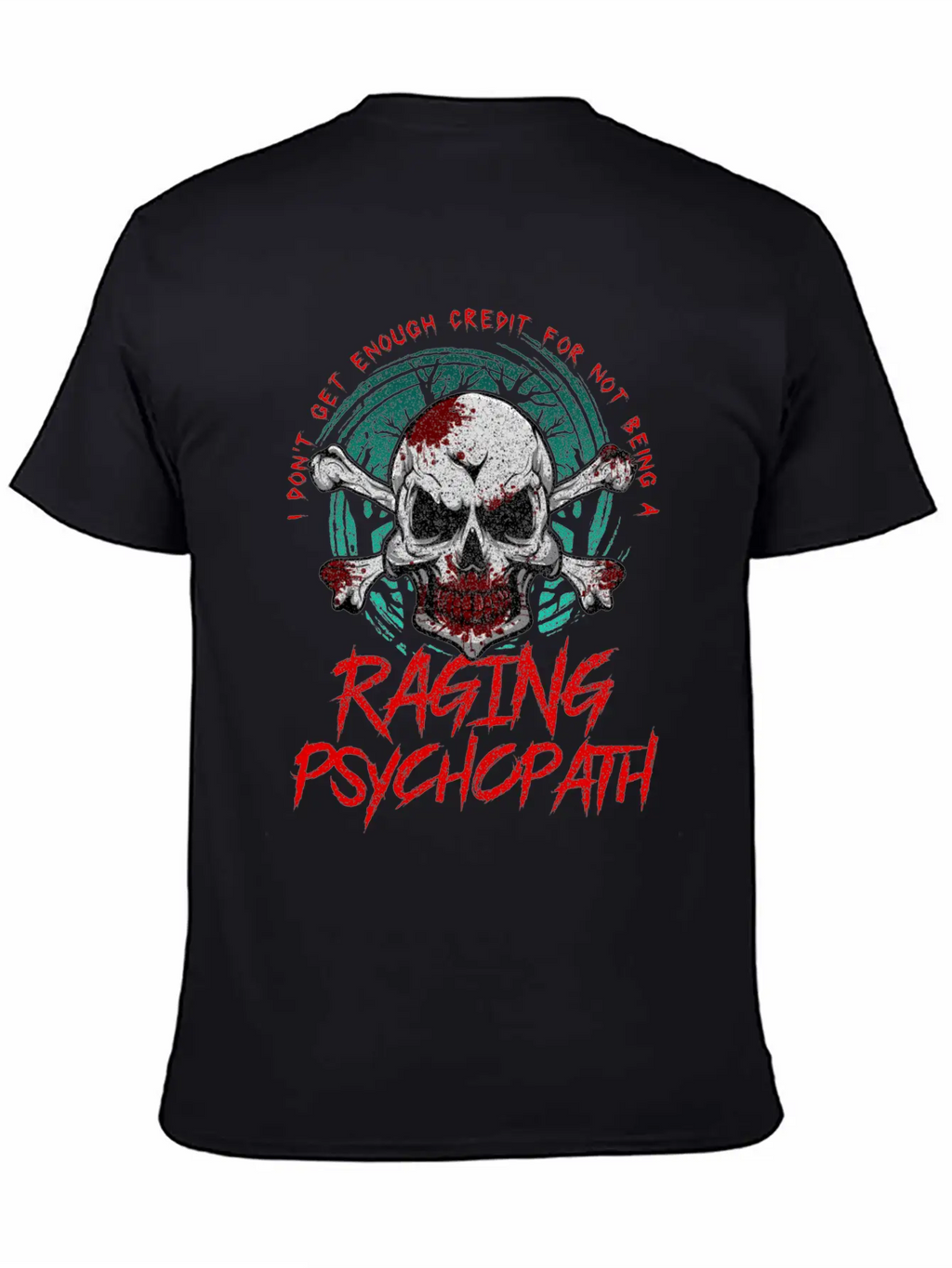 Raging Psychopath Skull Antisocial Introvert Relaxed Everyday Tee – Lightweight And Durable Cotton