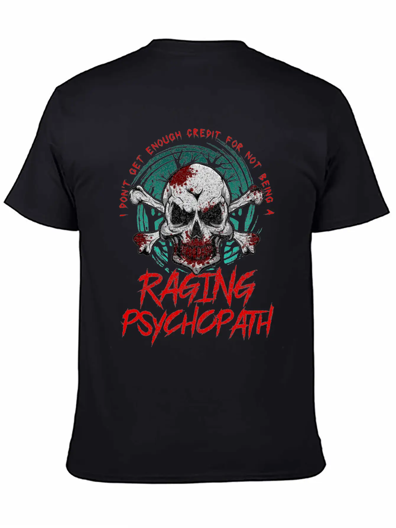Raging Psychopath Skull Antisocial Introvert Relaxed Everyday Tee – Lightweight And Durable Cotton