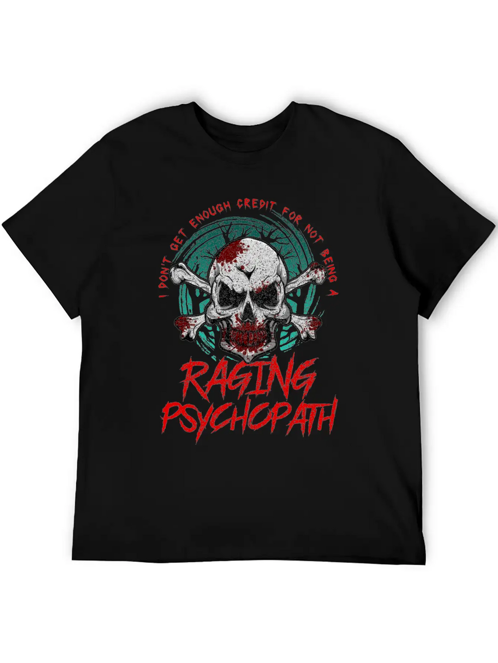 Raging Psychopath Skull Antisocial Introvert Relaxed Everyday Tee – Lightweight And Durable Cotton