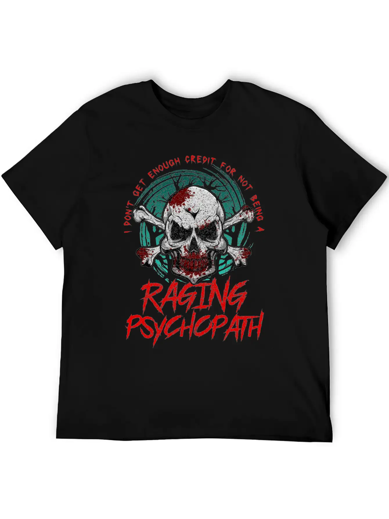 Raging Psychopath Skull Antisocial Introvert Relaxed Everyday Tee – Lightweight And Durable Cotton