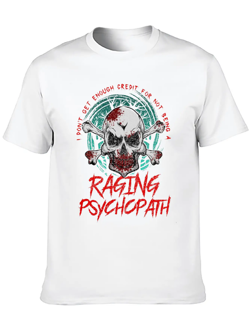Raging Psychopath Skull Antisocial Introvert Relaxed Everyday Tee – Lightweight And Durable Cotton
