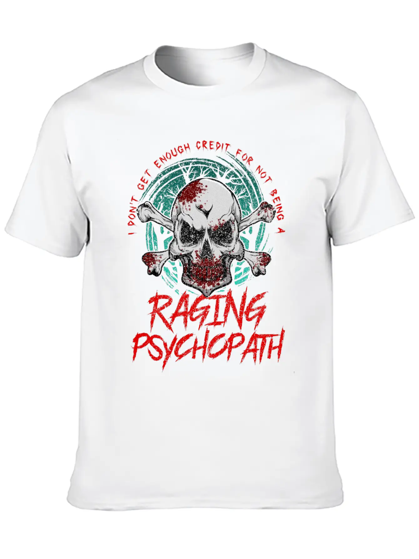 Raging Psychopath Skull Antisocial Introvert Relaxed Everyday Tee – Lightweight And Durable Cotton