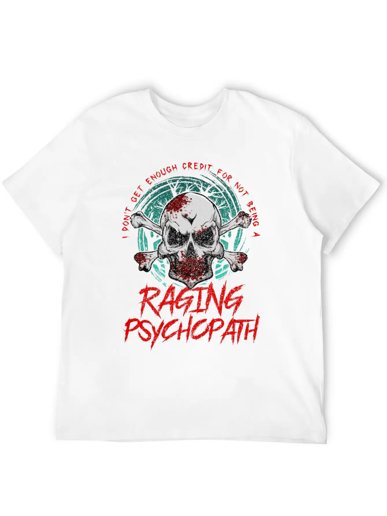 Raging Psychopath Skull Antisocial Introvert Relaxed Everyday Tee – Lightweight And Durable Cotton