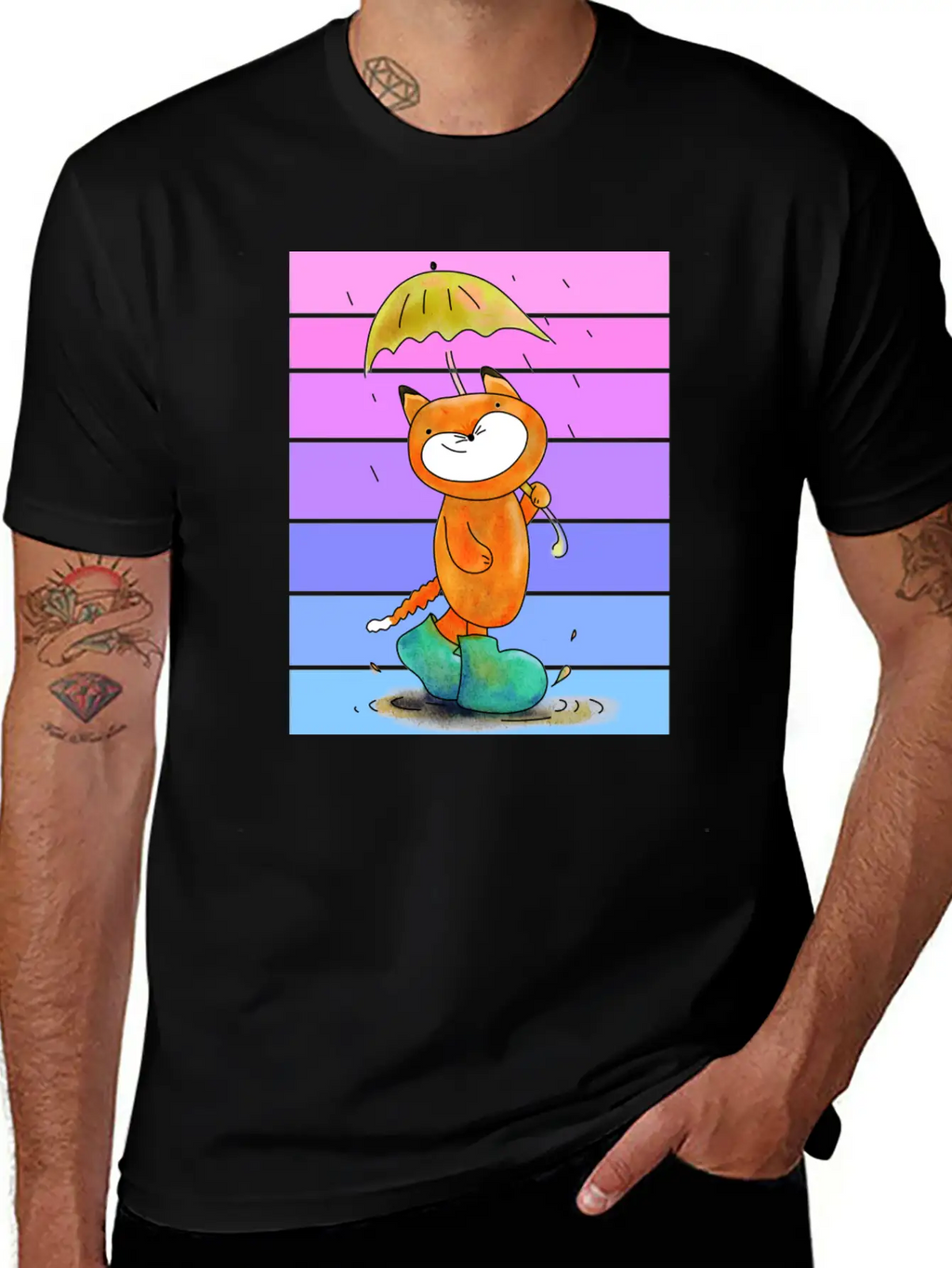 Rain Fox In Sunset Breathable Soft Cotton T-Shirt – Timeless Casual Look