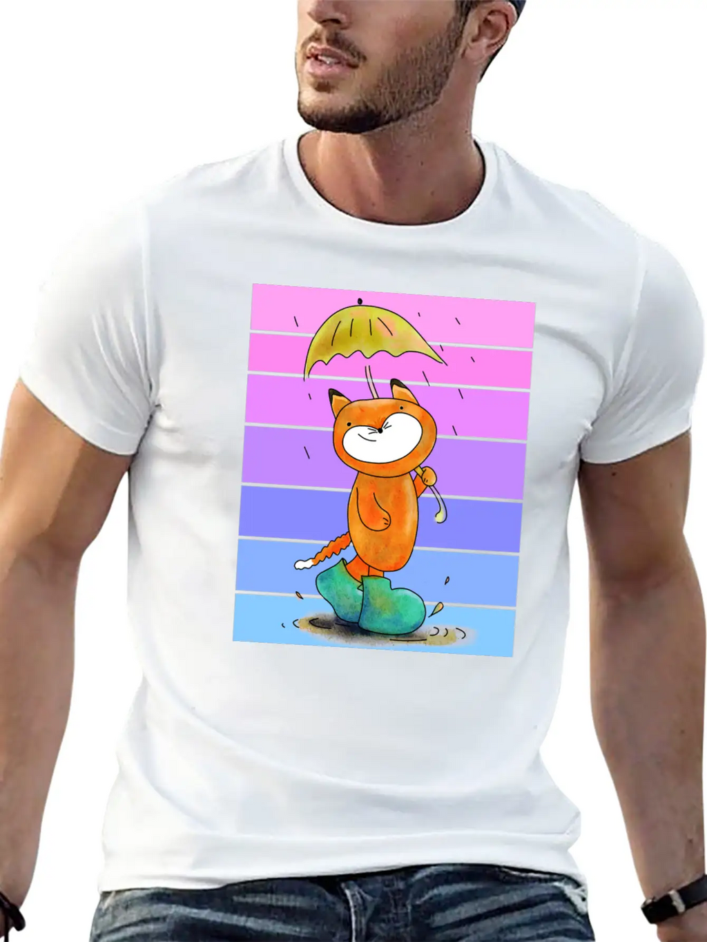 Rain Fox In Sunset Breathable Soft Cotton T-Shirt – Timeless Casual Look