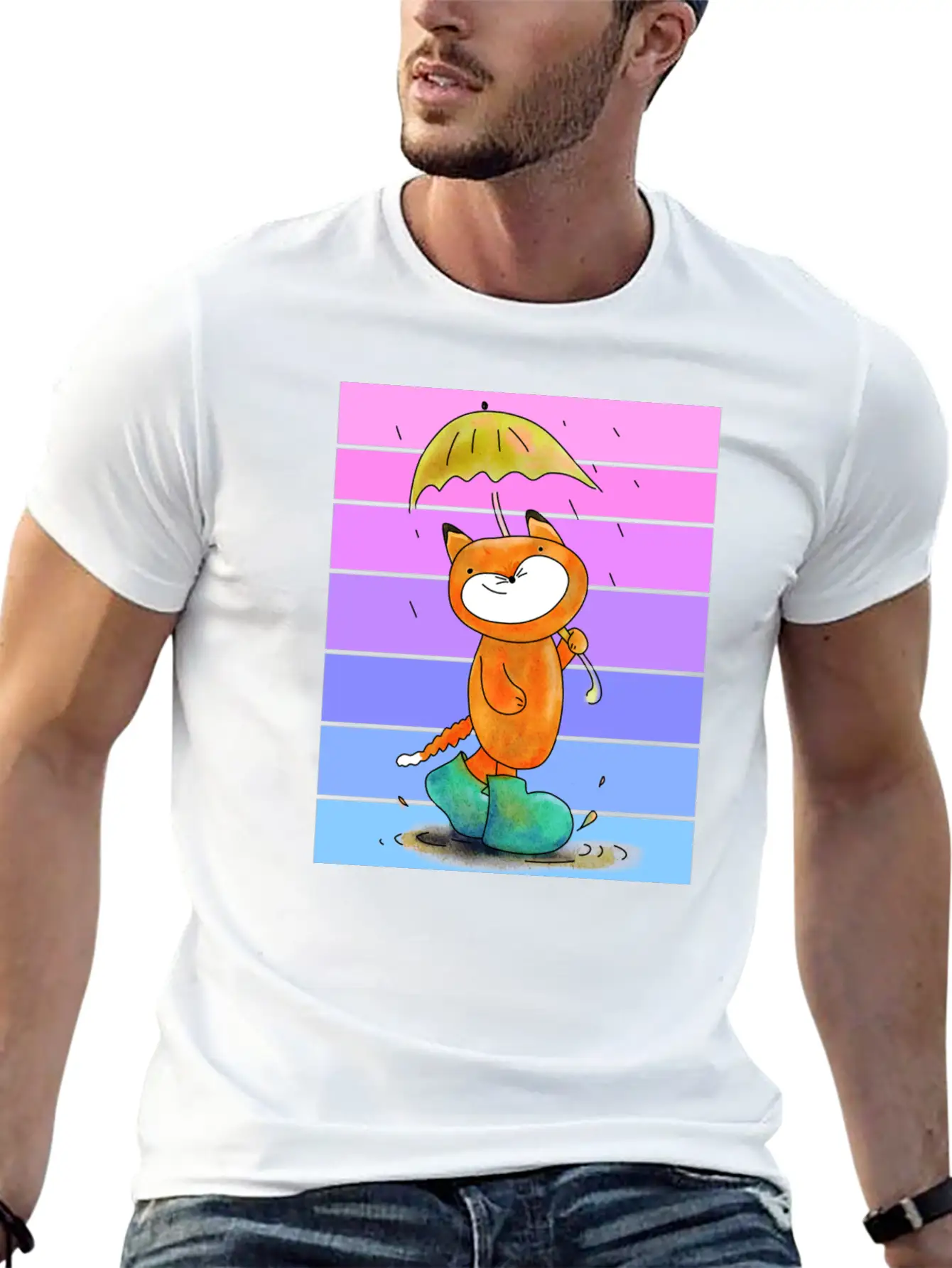 Rain Fox In Sunset Breathable Soft Cotton T-Shirt – Timeless Casual Look