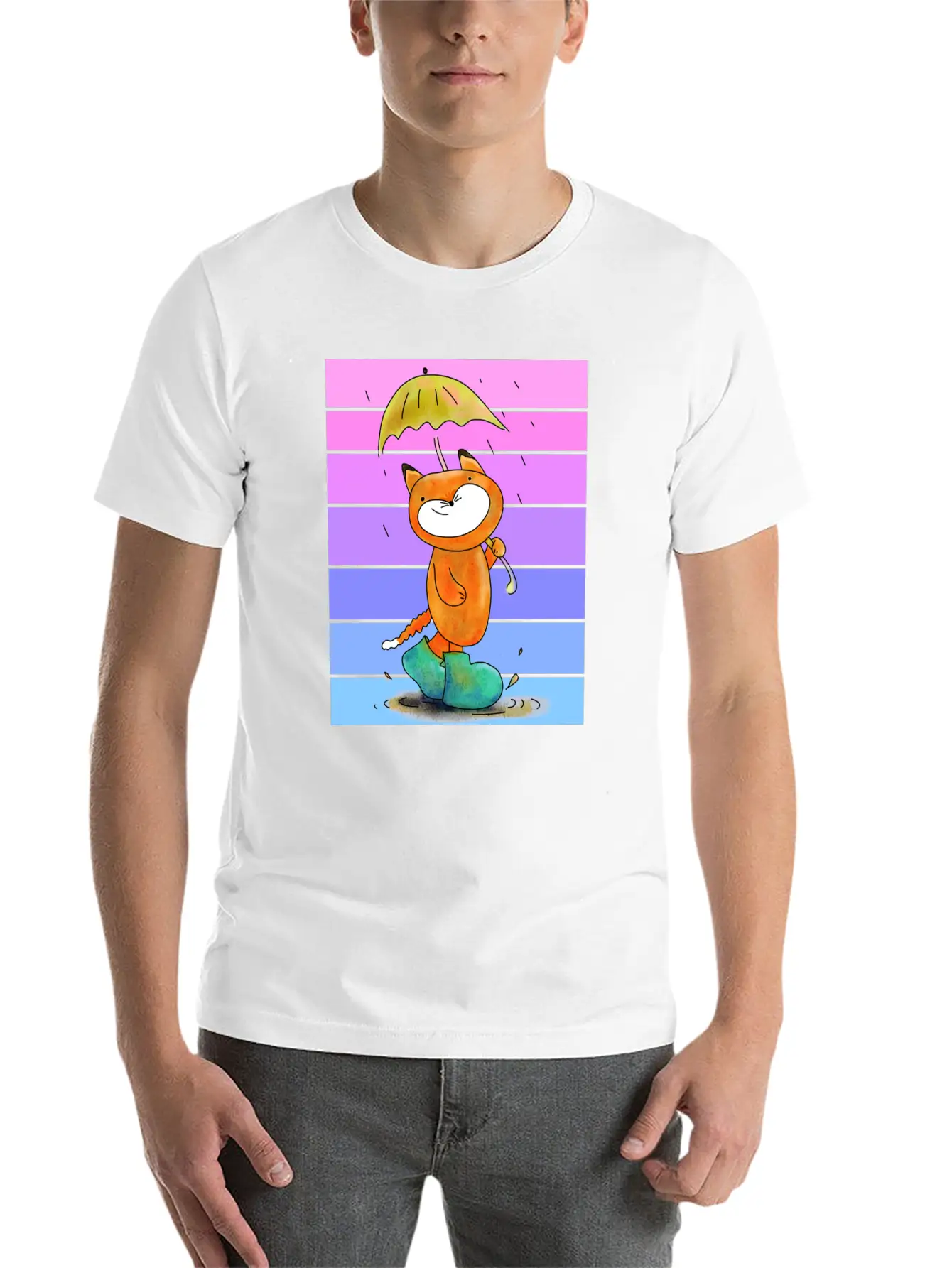 Rain Fox In Sunset Breathable Soft Cotton T-Shirt – Timeless Casual Look