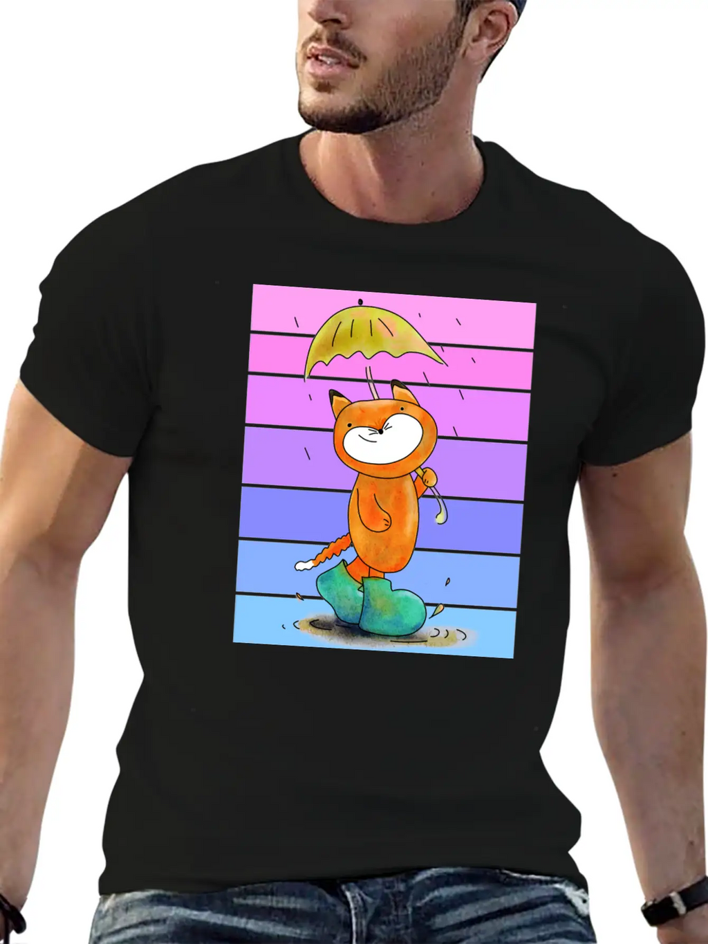 Rain Fox In Sunset Breathable Soft Cotton T-Shirt – Timeless Casual Look