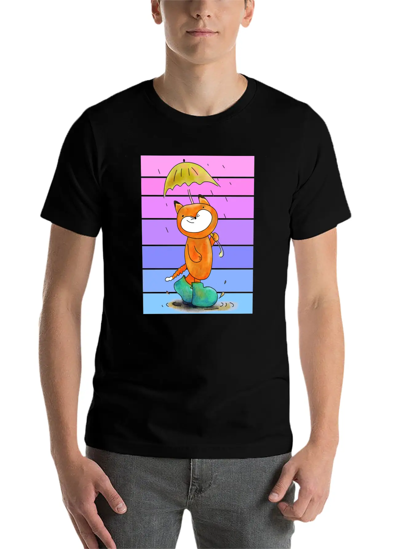 Rain Fox In Sunset Breathable Soft Cotton T-Shirt – Timeless Casual Look