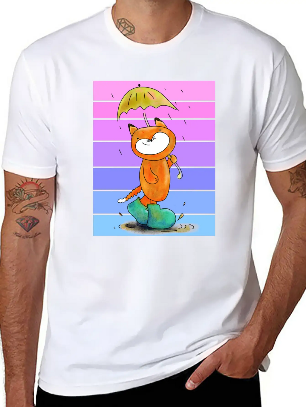 Rain Fox In Sunset Breathable Soft Cotton T-Shirt – Timeless Casual Look