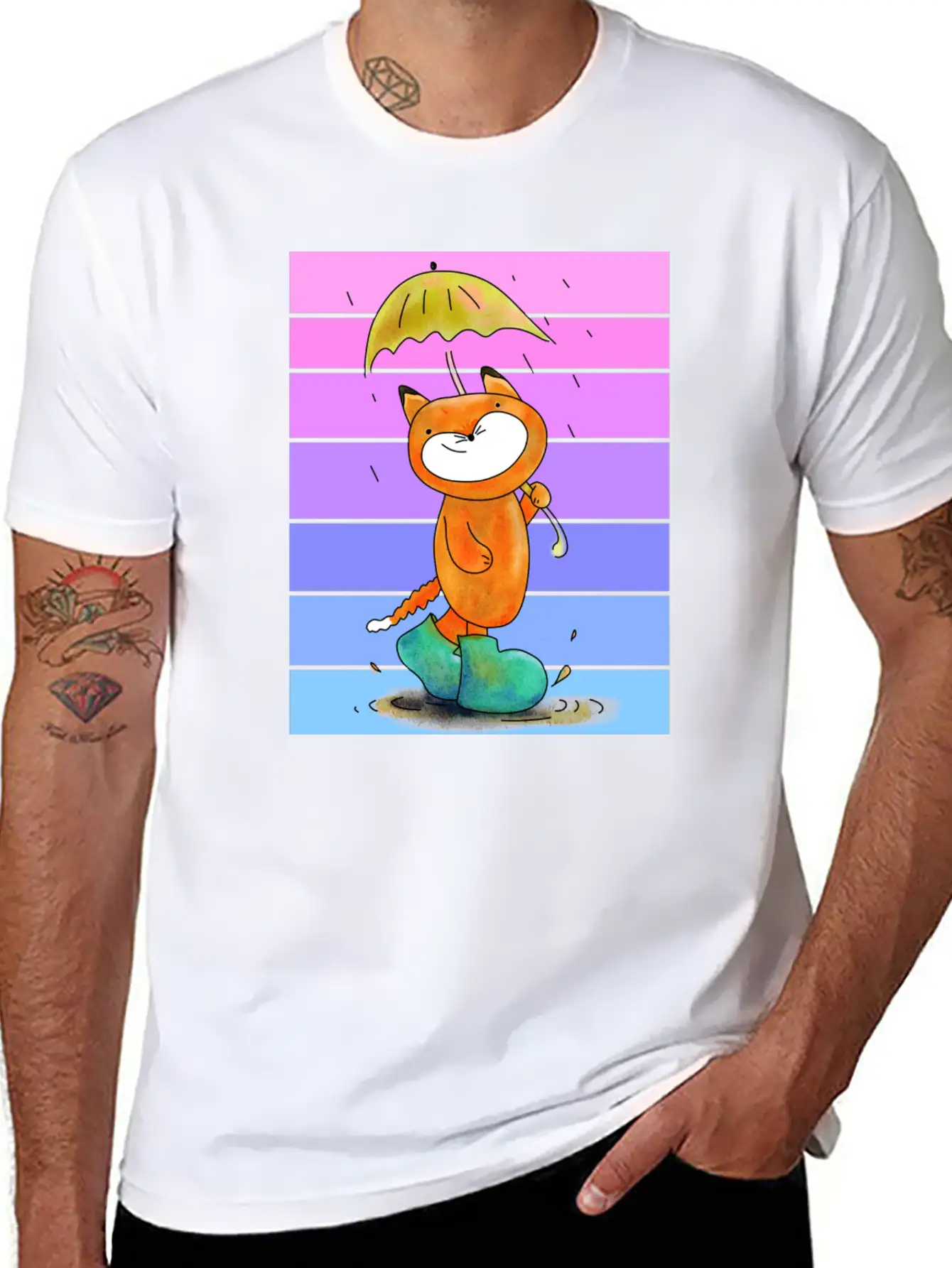 Rain Fox In Sunset Breathable Soft Cotton T-Shirt – Timeless Casual Look