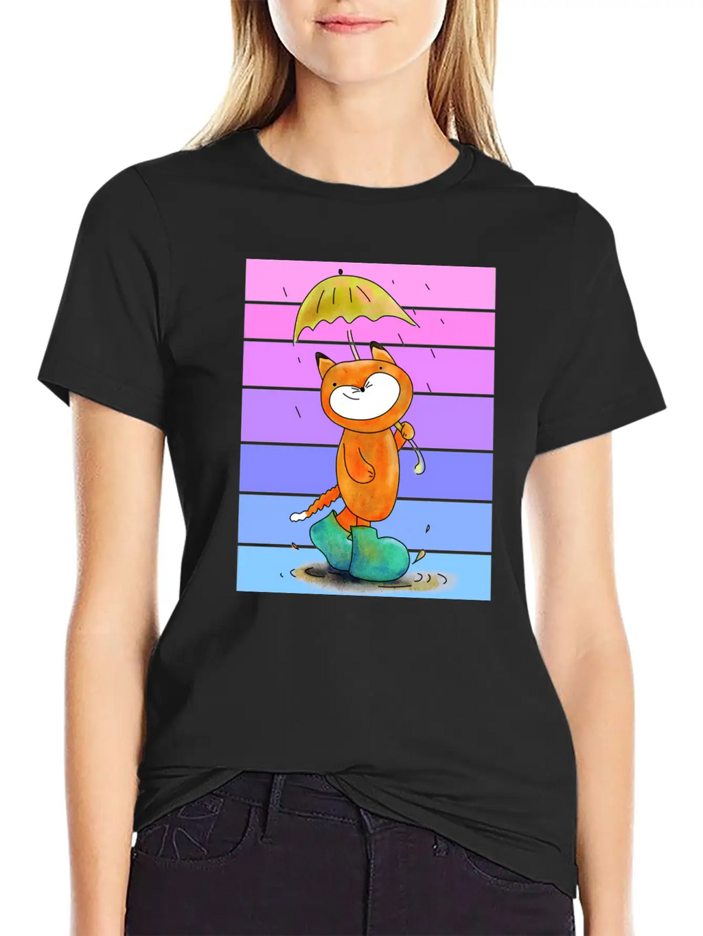 Rain Fox In Sunset Breathable Soft Cotton T-Shirt – Timeless Casual Look