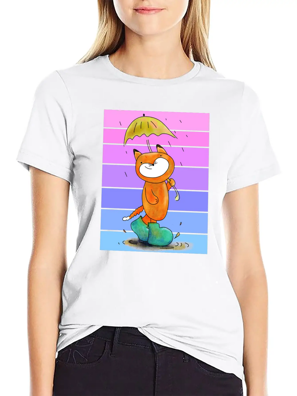 Rain Fox In Sunset Breathable Soft Cotton T-Shirt – Timeless Casual Look