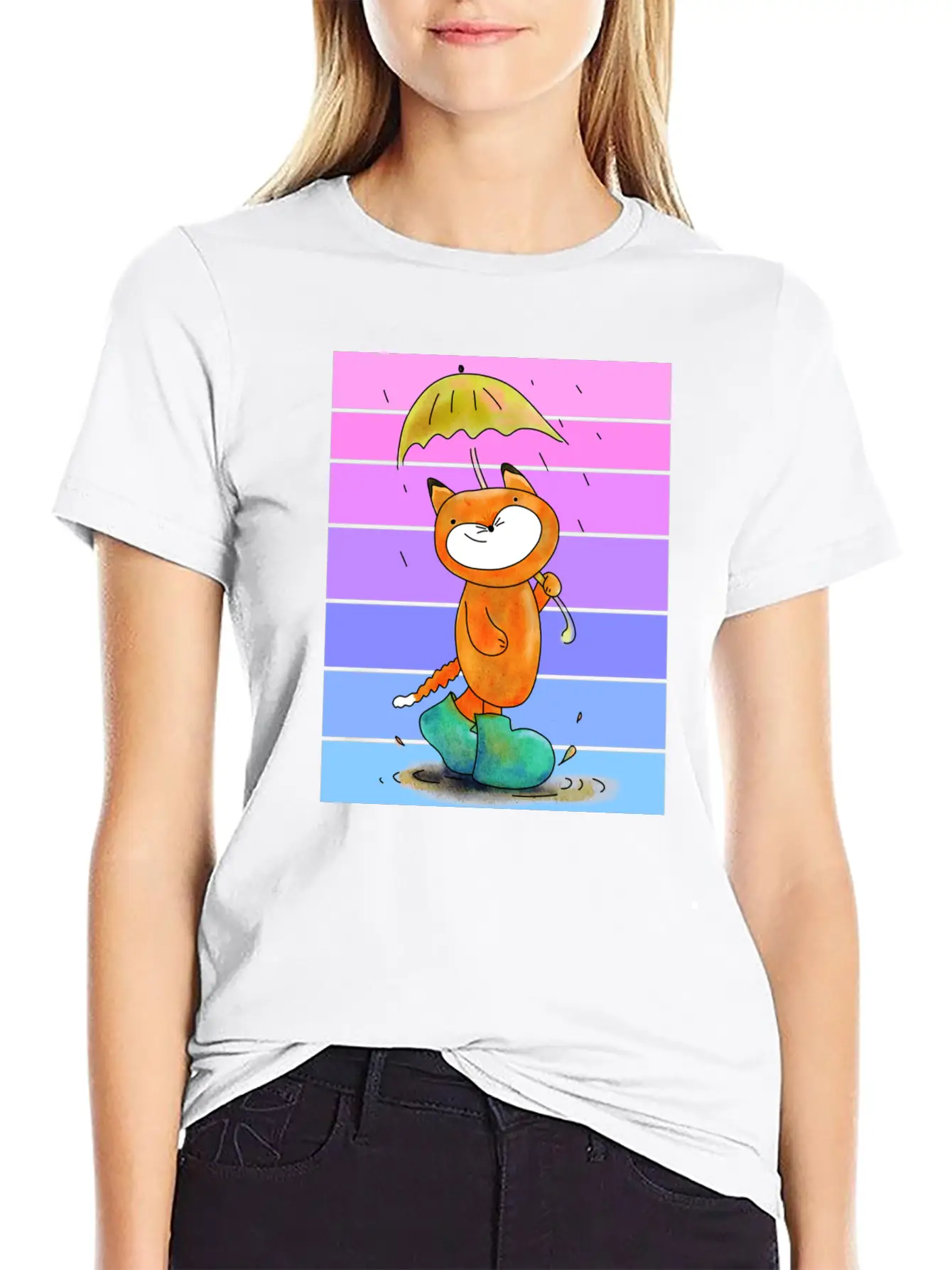 Rain Fox In Sunset Breathable Soft Cotton T-Shirt – Timeless Casual Look