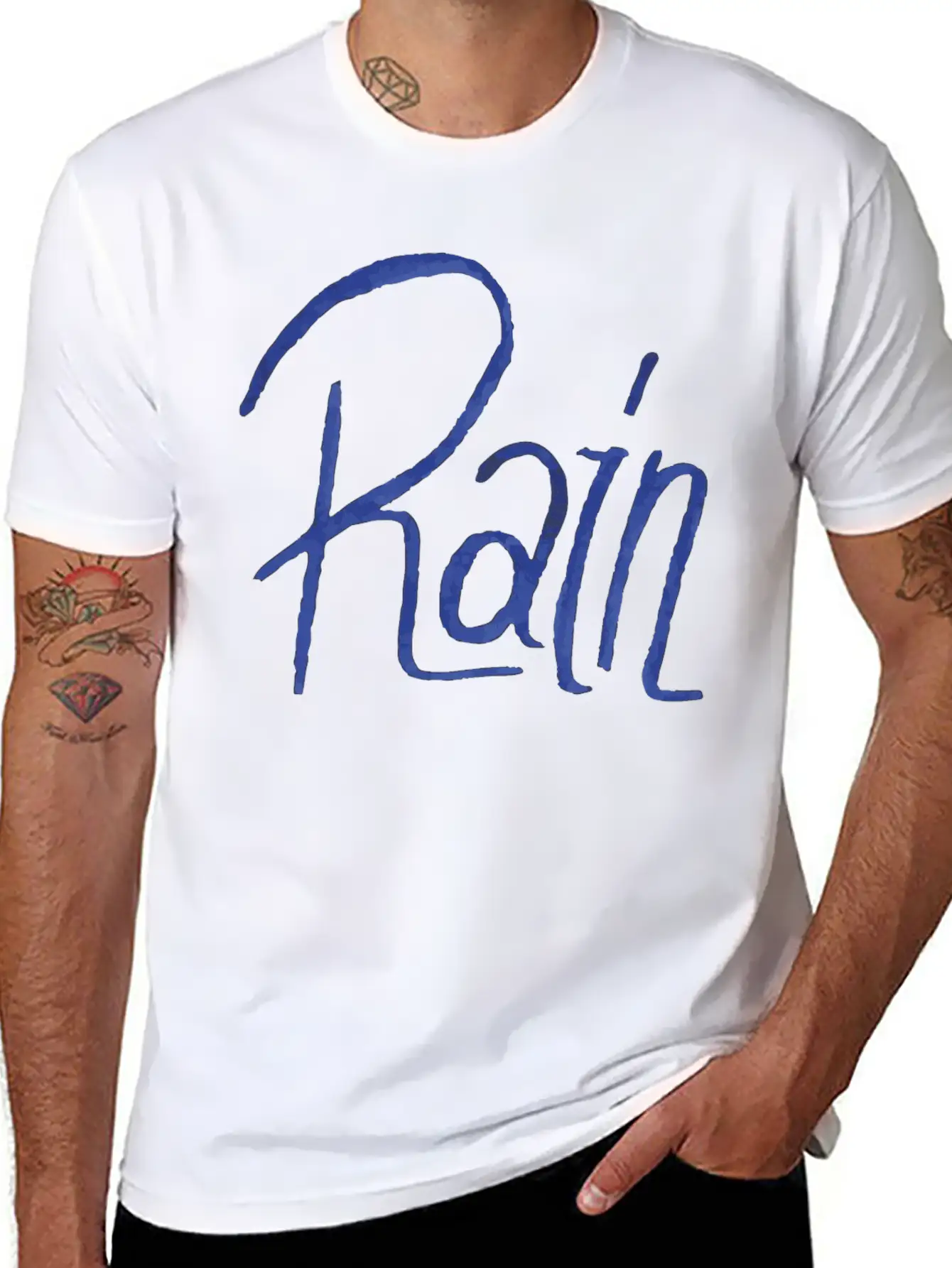Rain Handwritte Breathable Graphic T-Shirt – Perfect For Casual Days