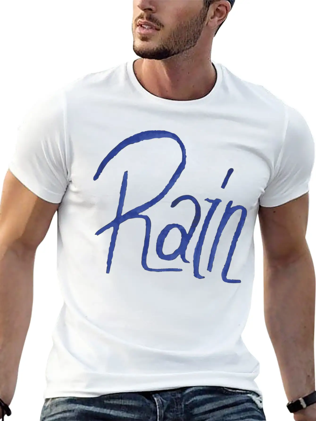Rain Handwritte Breathable Graphic T-Shirt – Perfect For Casual Days