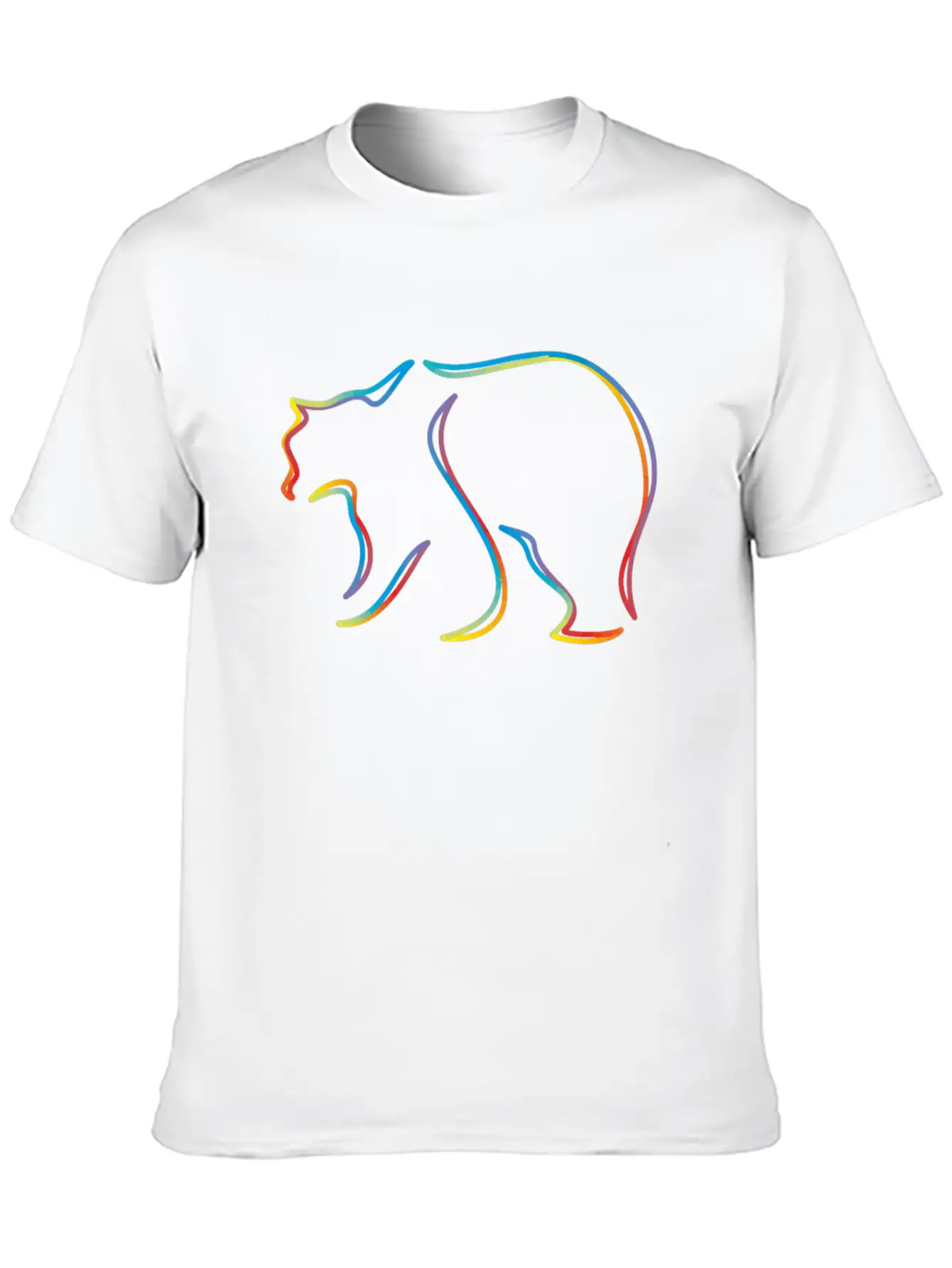 Rainbow Color Bear Unisex Casual T-Shirt – Clean Design For Daily Comfort