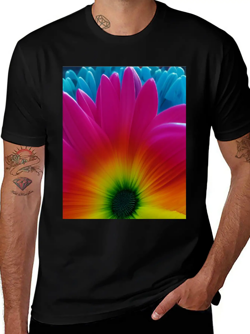 Rainbow Flower Classic Cotton Tee – Unisex Comfort For Any Season