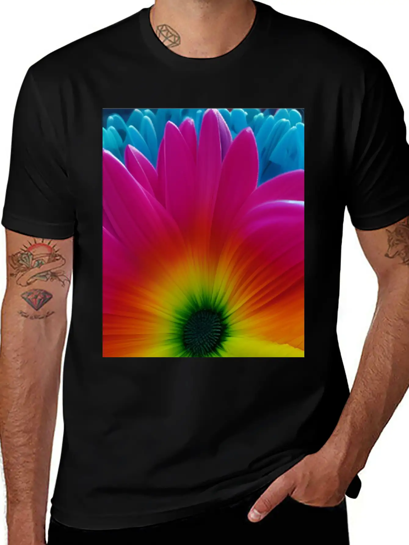 Rainbow Flower Classic Cotton Tee – Unisex Comfort For Any Season