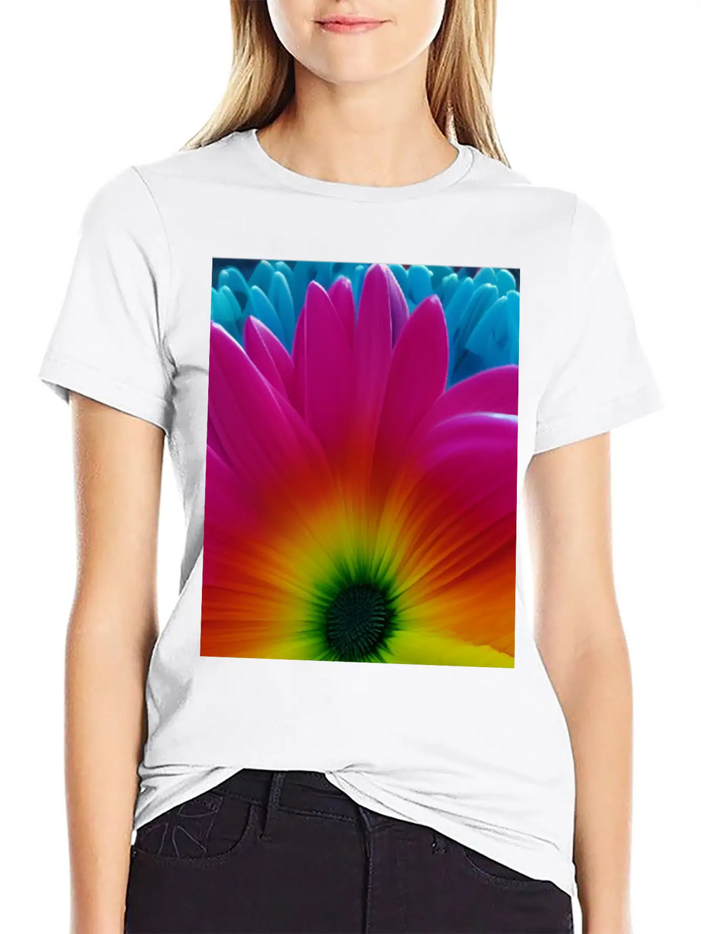 Rainbow Flower Classic Cotton Tee – Unisex Comfort For Any Season
