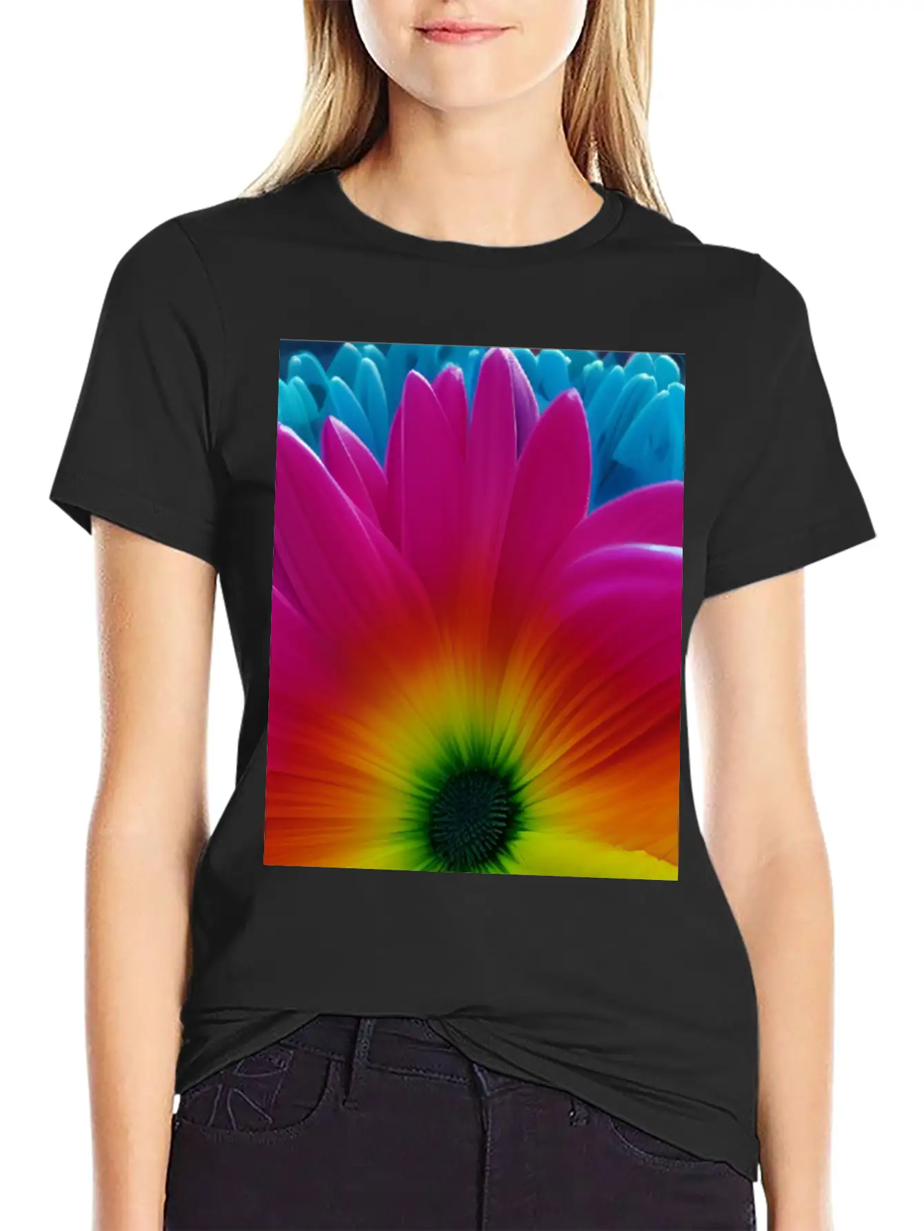 Rainbow Flower Classic Cotton Tee – Unisex Comfort For Any Season